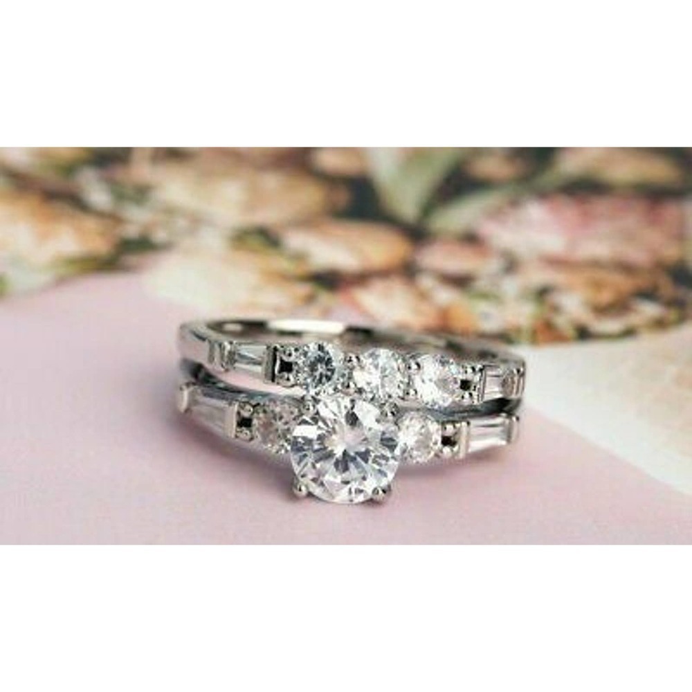 Diamond Wedding Ring Set Engagement Ring #6 size 6,7,8,9,10 925/14K